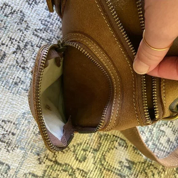 Vintage Roots Villager Tribe Brown Leather Purse with Long Adjustable Strap - Picture 8 of 11